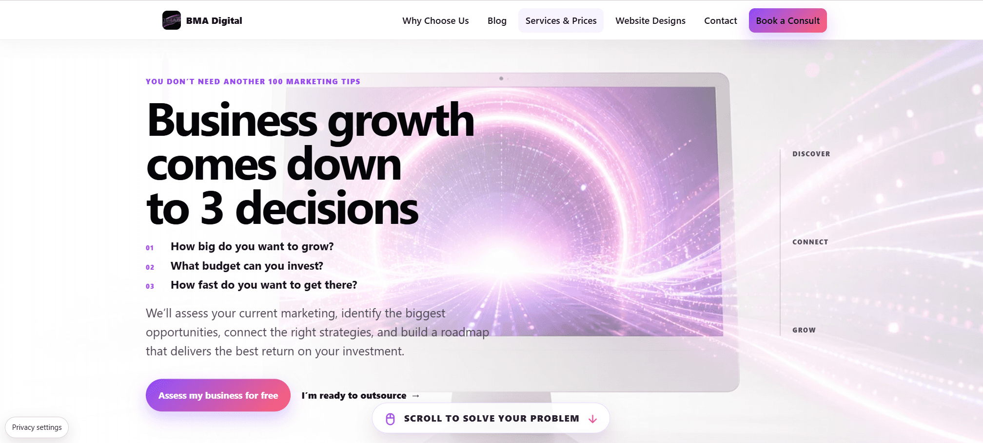 BMA Digital marketing agency website homepage