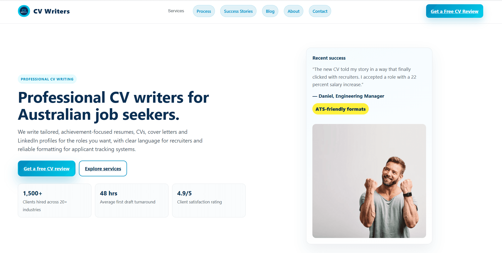 CV Writers professional CV-writing website homepage