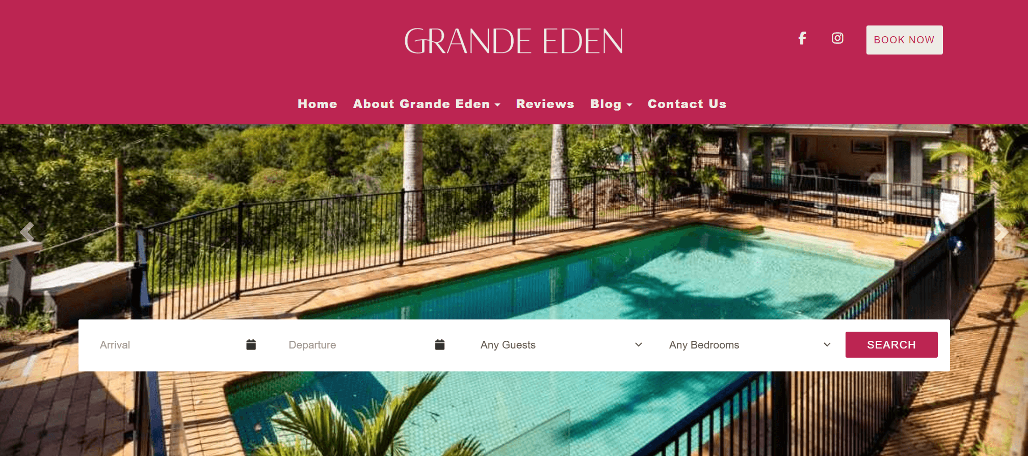 Grande Eden Gold Coast Hinterland accommodation website homepage