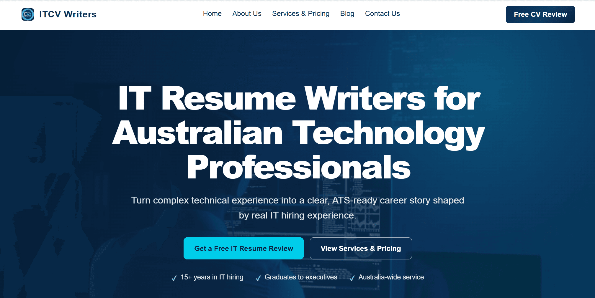ITCV Writers specialist technology resume website homepage