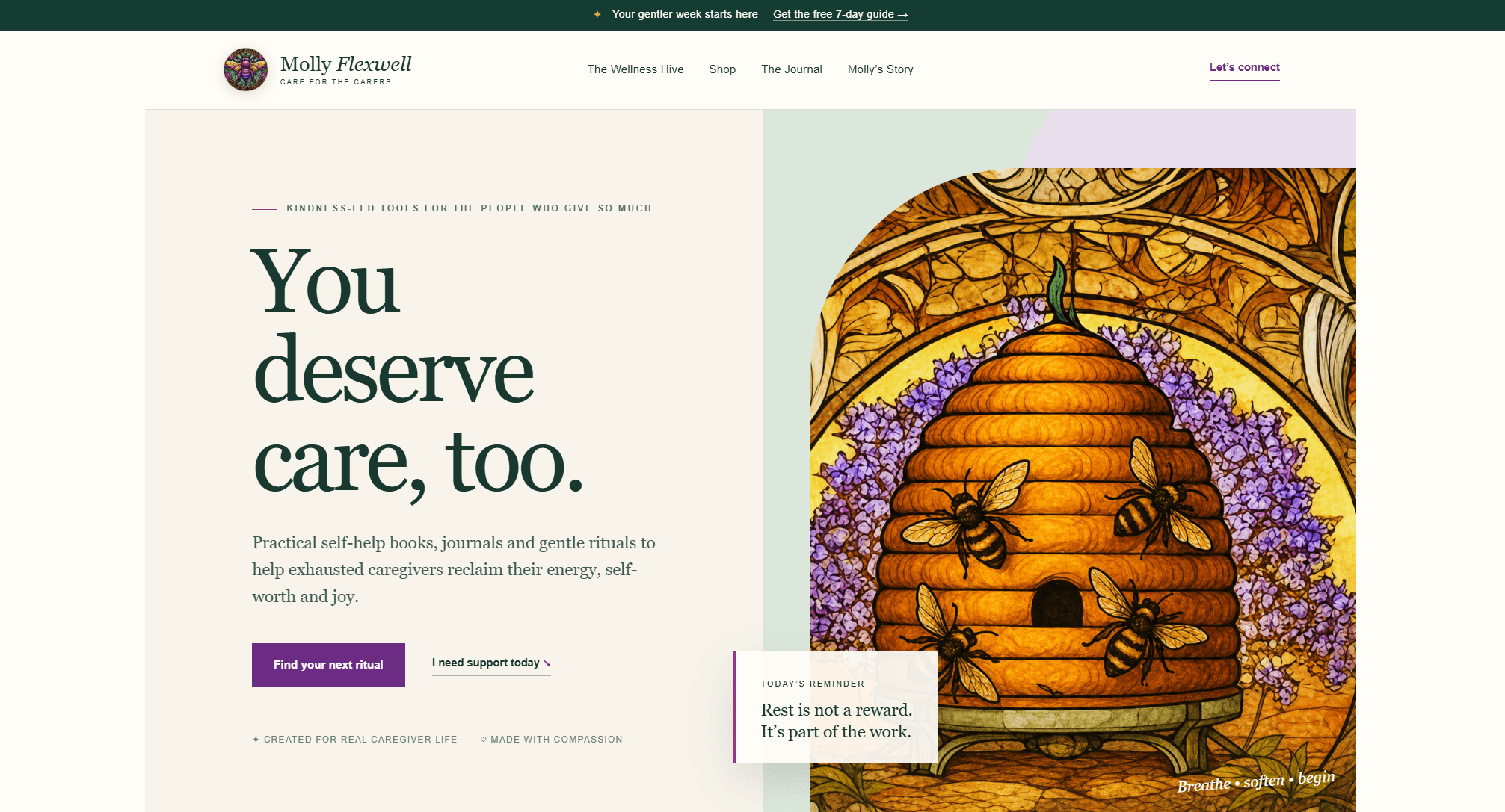 Molly Flexwell caregiver wellbeing website design in development