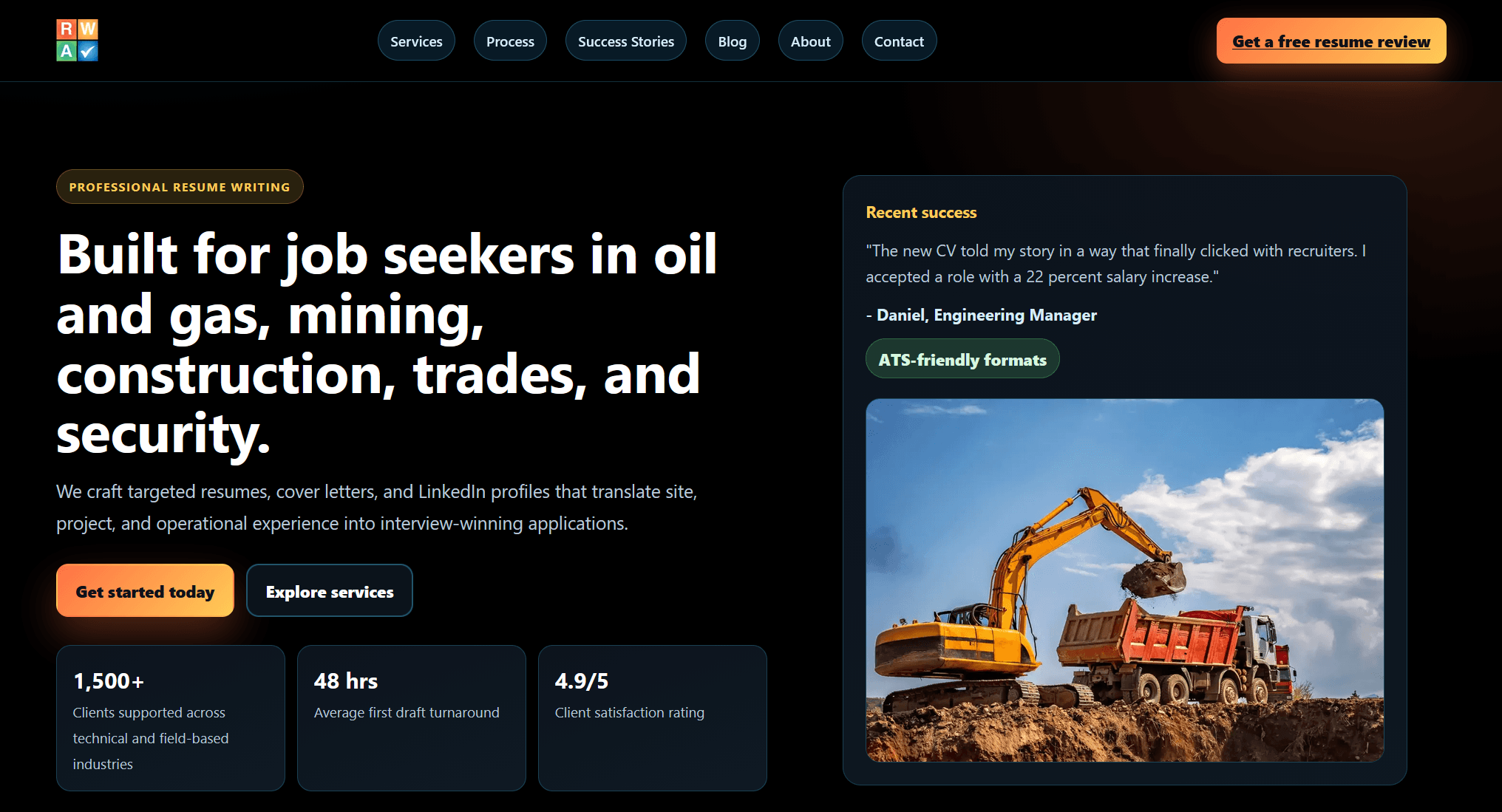 Resume Writing Australia industry-focused professional services website homepage