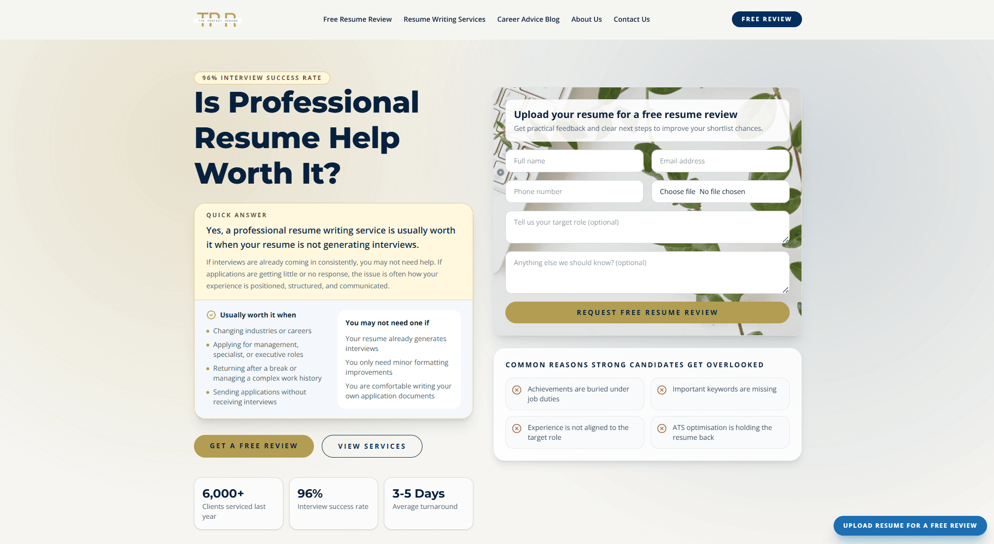The Perfect Resume large-scale professional services and lead-generation website