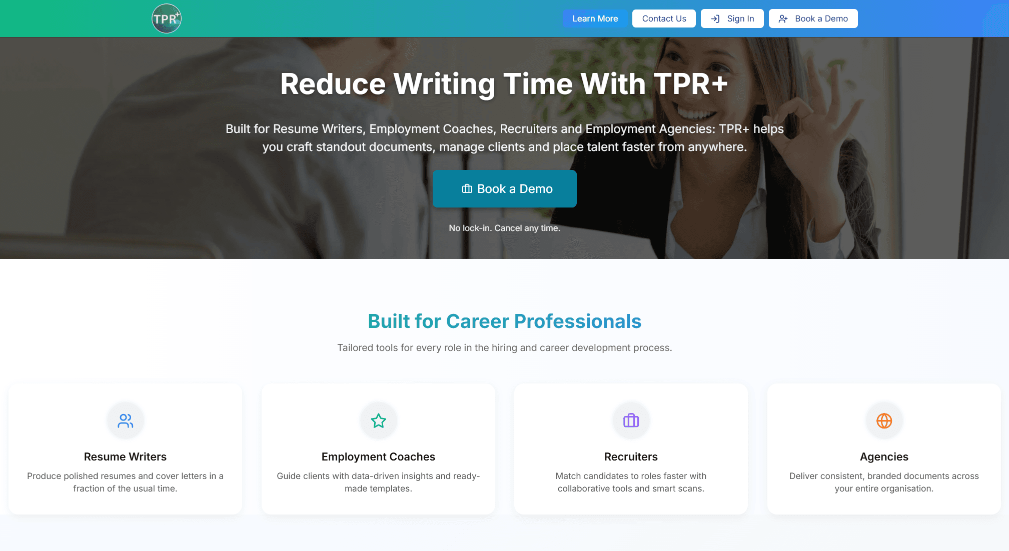 TPR Plus website homepage